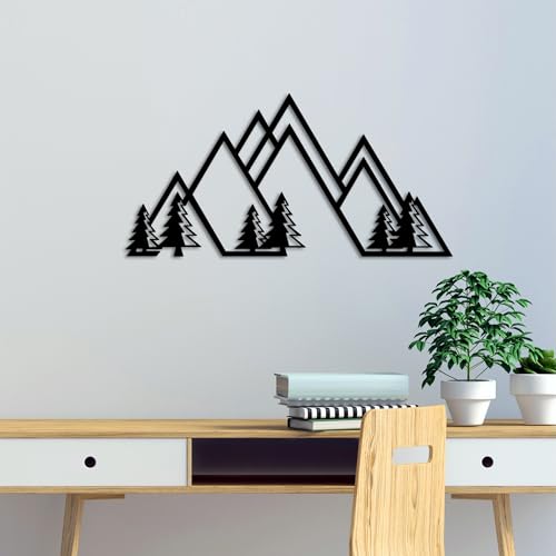 Stylish Black Decorative Metal Wall Accessory, 70 x 35 cm | 100% Metal (1.5 mm Thick) | Easy Wall Mounting | Perfect for Modern Home Decor von Hanah Home