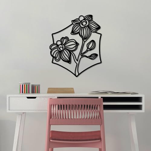 Stylish Black Decorative Metal Wall Accessory, 70 x 58 cm | 100% Metal (1.5 mm) | Easy Wall Mounting | Perfect for Modern Home Decor von Hanah Home