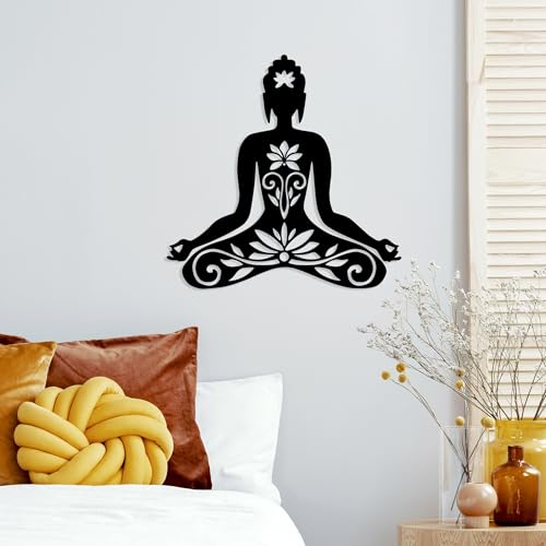 Stylish Black Decorative Metal Wall Accessory, 70 x 70 cm | 100% Metal, 1.5 mm Thick | Lightweight & Easy to Hang | Perfect for Modern Home Decor von Hanah Home