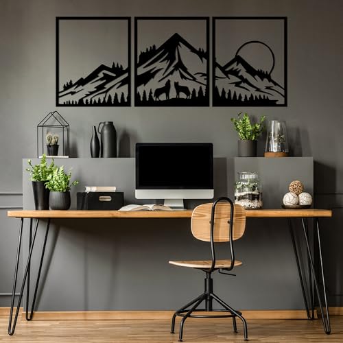 Stylish Black Decorative Metal Wall Accessory (3 Pieces), 58 x 70 cm | 100% Metal, 1.5 mm Thick | Perfect for Modern Home Decor & Gallery Walls von Hanah Home