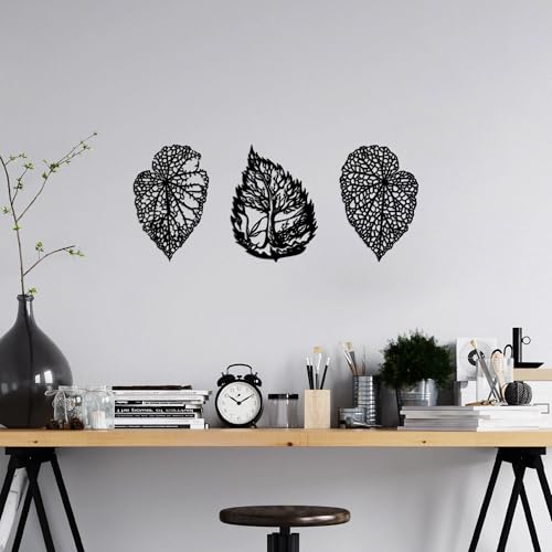 Stylish Black Decorative Metal Wall Accessory Set (3 Pieces) | 100% Metal, 1.5 mm Thick | Perfect for Home Decor, Modern Aesthetic, Easy to Hang von Hanah Home