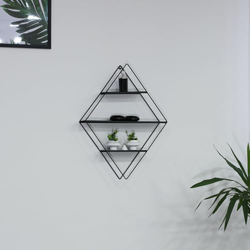 Stylish Black Wall Shelf, 66 cm x 9 cm x 51 cm | Durable 100% Metal Frame | Perfect for Modern Home Decor & Organizing Spaces von Hanah Home