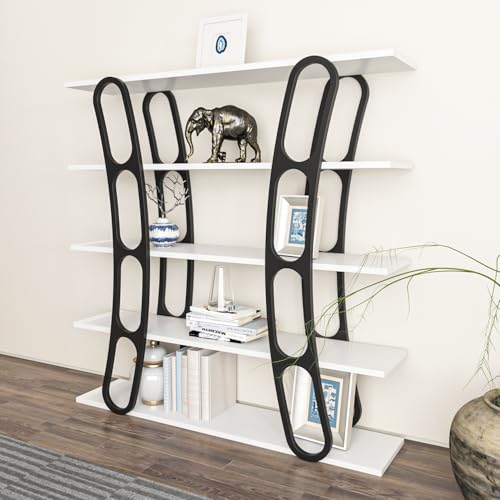 Stylish Bookshelf, 120 cm x 120 cm x 25 cm, White & Black | 100% Melamine Coated Particle Board, 18 mm Thick | Modern Design for Home & Office Stylish Bookshelf, 120 cm x 120 cm x 25 cm, White & Black | 100% Melamine Coated Particle Board, 18 mm Thick | Modern Design for Home & Office von Hanah Home