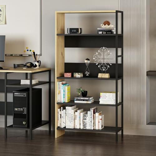 Stylish Bookshelf, Anthracite & Oak, 90 x 120 x 34 cm | 100% Melamine Coated Particle Board, 18 mm Thick | Modern Design for Home & Office Storage Stylish Bookshelf, Anthracite & Oak, 90 x 120 x 34 cm | 100% Melamine Coated Particle Board, 18 mm Thick | Modern Design for Home & Office Storage von Hanah Home