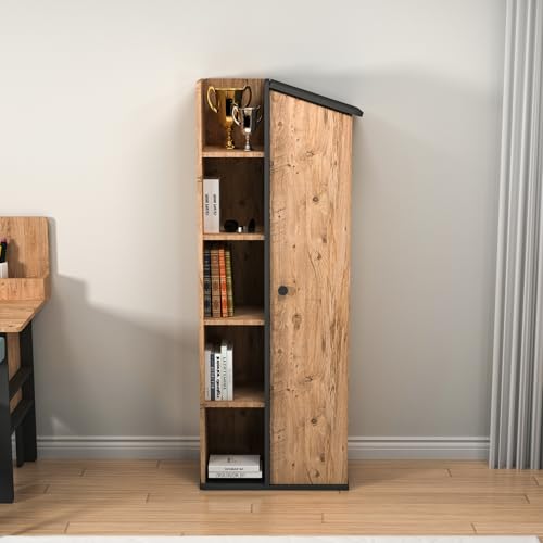 Stylish Bookshelf, Atlantic Pine & Anthracite, 60 x 161.8 x 35.3 cm | 100% Melamine Coated Particle Board, 18 mm Thick | Perfect for Modern Home Decor Stylish Bookshelf, Atlantic Pine & Anthracite, 60 x 161.8 x 35.3 cm | 100% Melamine Coated Particle Board, 18 mm Thick | Perfect for Modern Home Decor von Hanah Home