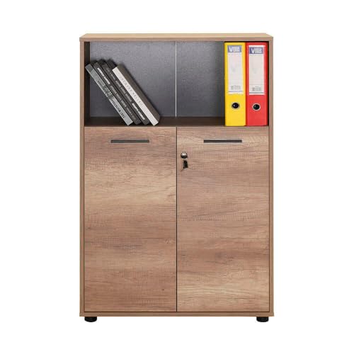 Stylish Oak Bookshelf, 72 cm x 110 cm x 34 cm | 100% Melamine Coated Particle Board, 16 mm Thick | Perfect for Modern Home & Office Decor von Hanah Home