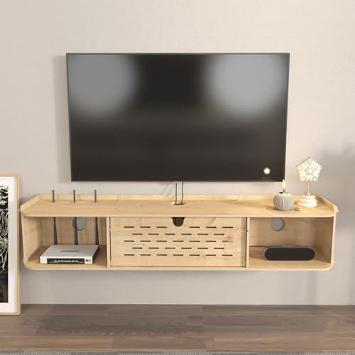 Stylish Oak TV Stand, 116.5 cm Wide, 19.5 cm High, 24.5 cm Deep | 100% Melamine Coated Particle Board, 8 mm Thickness | Perfect for Modern Living Rooms von Hanah Home
