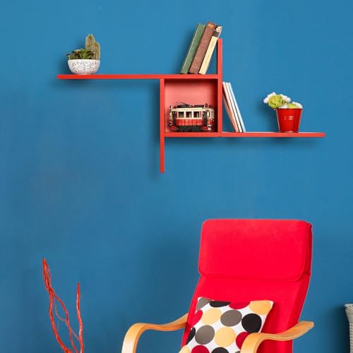 Stylish Red Wall Shelf, 100 cm x 50 cm x 18 cm | 100% Melamine Coated Particle Board, 16 mm Thick | Perfect for Modern Home Decor & Storage Solutions von Hanah Home