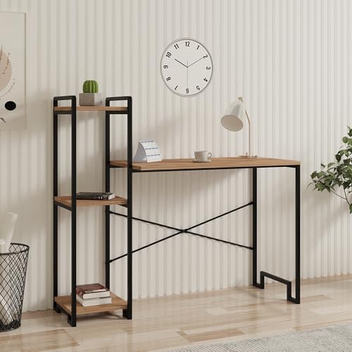 Stylish Study Desk, Atlantic Pine & Black, 120 x 108 x 45 cm | 100% Melamine Coated Particle Board & Metal Frame | Durable & Modern Design for Home Office Stylish Study Desk, Atlantic Pine & Black, 120 x 108 x 45 cm | 100% Melamine Coated Particle Board & Metal Frame | Durable & Modern Design for Home Office von Hanah Home