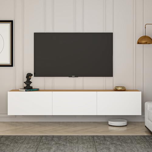 Stylish TV Stand, 150 cm Wide, White & Atlantic Pine | 100% Melamine Coated Chipboard, 30 cm Height, 32 cm Depth | Modern Design for Living Room & Entertainment Spaces Stylish TV Stand, 150 cm Wide, White & Atlantic Pine | 100% Melamine Coated Chipboard, 30 cm Height, 32 cm Depth | Modern Design for Living Room & Entertainment Spaces von Hanah Home