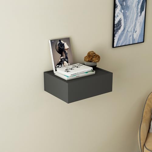 Stylish Wall Shelf, Anthracite, 40 x 14.6 x 31.4 cm | 100% Chipboard, Wall-Mountable | Perfect for Modern Home Decor & Organization von Hanah Home