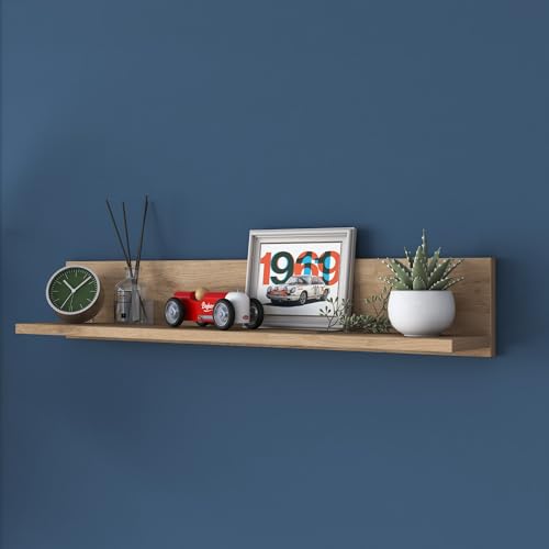 Stylish Wall Shelf, Walnut Finish, 90 x 15 x 14.8 cm | 100% Melamine Coated Particle Board, 18 mm Thick | Perfect for Modern Home Decor & Organization von Hanah Home