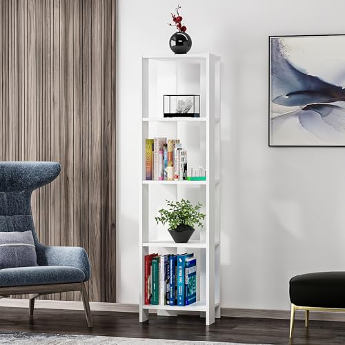 Stylish White Bookshelf, 160 cm Height, 43.4 cm Width, 31.5 cm Depth | 100% Melamine Coated Particle Board, 18 mm Thick | Wall-Mountable, Space-Saving Design Stylish White Bookshelf, 160 cm Height, 43.4 cm Width, 31.5 cm Depth | 100% Melamine Coated Particle Board, 18 mm Thick | Wall-Mountable, Space-Saving Design von Hanah Home