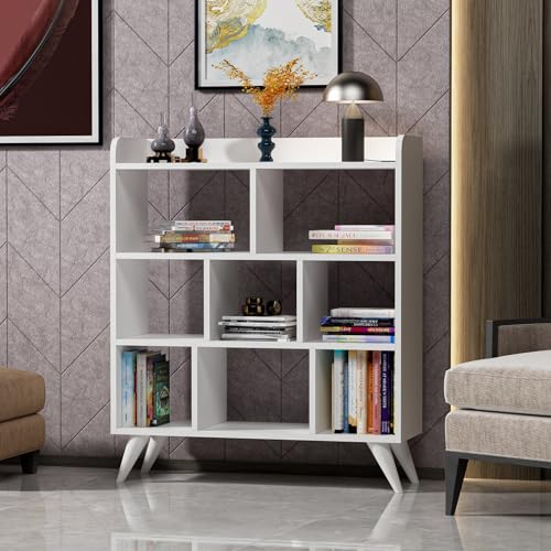 Stylish White Bookshelf, 90 x 105 x 30 cm | 100% Melamine Coated Particle Board, 18 mm Thick | Ample Shelves for Modern Home & Office Storage Stylish White Bookshelf, 90 x 105 x 30 cm | 100% Melamine Coated Particle Board, 18 mm Thick | Ample Shelves for Modern Home & Office Storage von Hanah Home