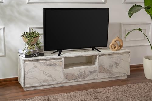 Stylish and Sturdy TV Stand, Freesia Marble, 160 x 42 x 18 | 100% Melamine Coated Particle Board, Thickness:18 mm | Perfect for Modern Home Office & Study Spaces, Elegant and Functional Design Stylish and Sturdy TV Stand, Freesia Marble, 160 x 42 x 18 | 100% Melamine Coated Particle Board, Thickness:18 mm | Perfect for Modern Home Office & Study Spaces, Elegant and Functional Design von Hanah Home