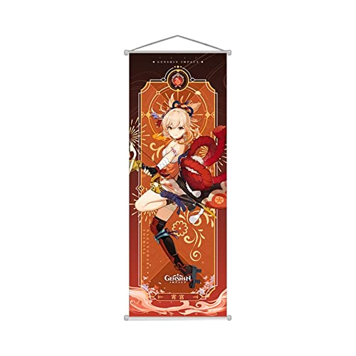 1PC Genshin Impact Scroll-Poster Wandbehang geschmiedetes Tuch Malerei Dekor Wohnzimmer Schlafzimmer Kunstdruck 70 x 25 cm (Yoimiya) von Hanaiette