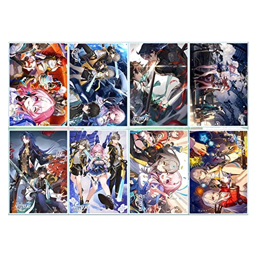 8 Stück Honkai: Sternenschienen-Poster, Manga-Dekoration, Liebeszimmer, Schlafzimmer, Anime, Leinwand, Kunstdruck (Stil 2) von Hanaiette