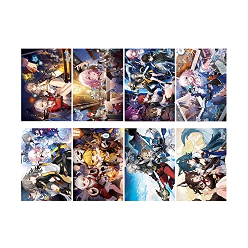 8 Stück Honkai: Sternenschienen-Poster, Manga-Dekoration, Liebeszimmer, Schlafzimmer, Anime, Leinwand, Kunstdruck (Stil 3) von Hanaiette