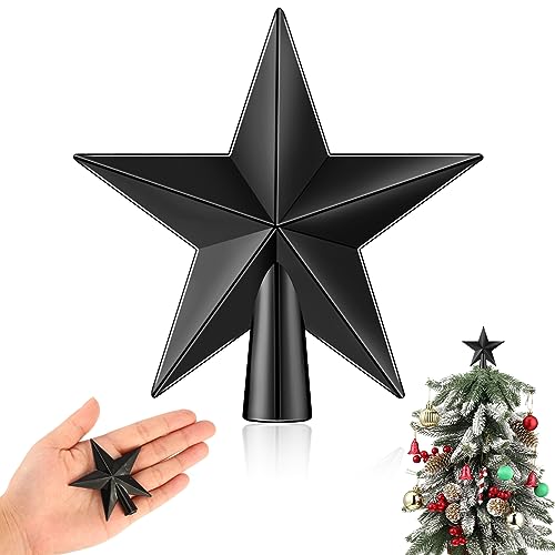 Hanaive Mini-Weihnachtsbaumspitze, kleiner Weihnachtsstern, Mini-Weihnachtsbaumspitze für Weihnachten, Party, Urlaub, Heimdekoration (plattiert, schwarz, 5,9 cm) von Hanaive