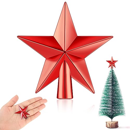 Mini-Oster-Baumspitze, kleiner Stern, Baumspitze für Valentinstag, Baumstern, dekorativ für Weihnachten, Party, 4,5 cm, rot beschichtet von Hanaive