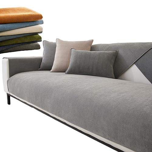 Herringbone Chenille Fabric Furniture Protector Sofa Cover, 2023 Neue Universelle rutschfeste Sofa Überwurf, Sofaschutz mit Anti-Rutsch, Rückenlehnenbezüge, Lustiger Flauschiger Couchbezug von Hanaoni