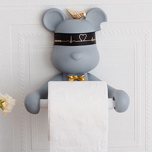 Hanbosym Toilettenpapierhalter für Wand,Ninjia Bär Toilettenpapierhalter,Dekorativer Toilte Rollenhalter für Schlafzimmer (Grau) von Hanbosym