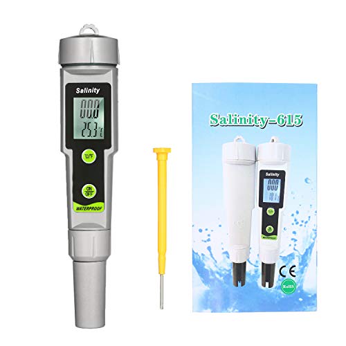 Hancaner Salinometer Wasserdichter Salzgehaltsteststift 2-in-1-Salzgehalt- und Temperaturmesser Tragbarer Salzgehaltmesser Salimeter Pen Typ 0~199,9 ppt Bereich -50~70 ℃ Getränk Salzwert von Hancaner