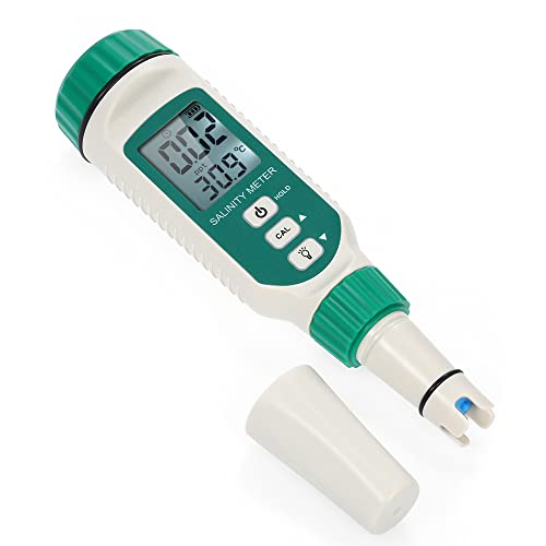 Hancaner Tragbares Salinitätsmessgerät ATC Salinometer Salzmessgerät Meerwasser-Salzgehalt-Refraktometer Salzgehalt-Tester für Lebensmittel mit 0,00 ppt-9,99 ppt 10,0 ppt-50 ppt Messbereich von Hancaner