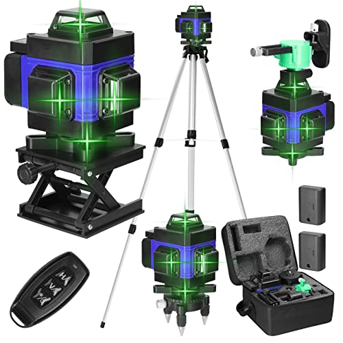 Kreuzlinienlaser Hancaner laser wasserwaage mit Stativ 4 x 360 ° 16 Linien-selbstnivellierendes Laserlinie 25m mit 1.5m Stativständer, 2 * 2400 mAh Batterien, Wandhalterung, Fernbedienung von Hancaner