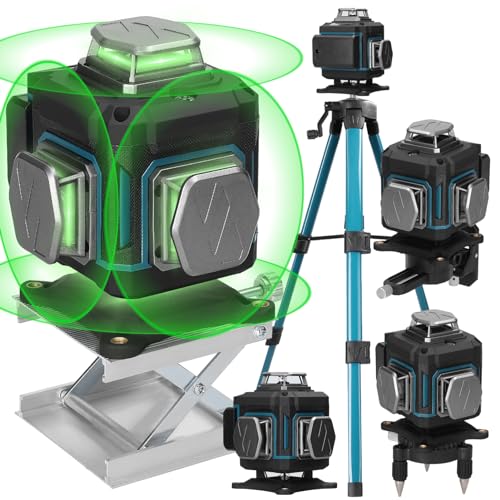 Kreuzlinienlaser mit Stativ Hancaner Multifunktionaler 4D 16 Line Laser Level, Grün Laser Wasserwaage 360° Level 3° Selbstnivellierende mit 2 * 2400 mAh Batterien von Hancaner