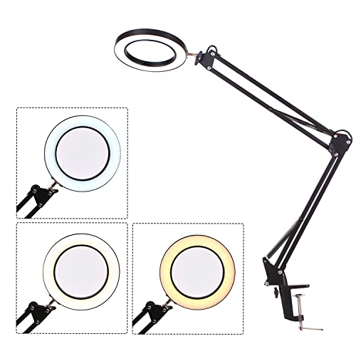 LED Schreibtischlampe mit Klemmbar,5X Lupenleuchte,Lupenlampe Leselupen Lupe Schreibtischlampe mit Klemme Schwenkarm Einstellbare USB-Lampe Lupe 3 Modi 10 Helligkeitsstufen Dimmbare LED Schreibtischlampe mit Klemmbar,5X Lupenleuchte,Lupenlampe Leselupen Lupe Schreibtischlampe mit Klemme Schwenkarm Einstellbare USB-Lampe Lupe 3 Modi 10 Helligkeitsstufen Dimmbare von Hancaner