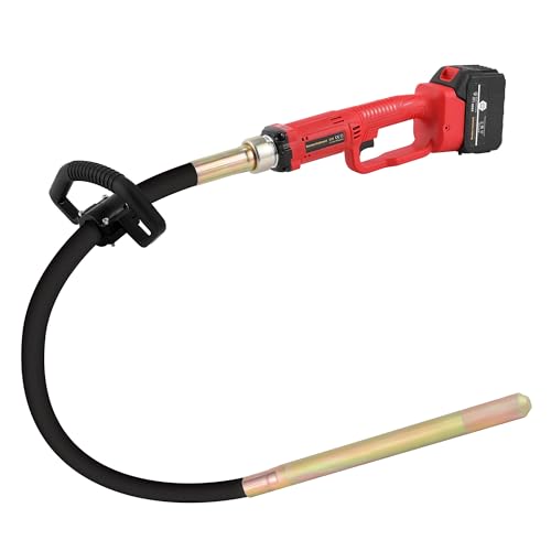 Hanchen Akku-Betonrüttler 21 Volt Tragbarer Betonverdichter kabelloser Betonvibrator, Lieferung mit 1 Stk 21V-3.0Ah Li-ion Akku und Ladegerät, Ø35mm 2m Rüttelflasche, EU Stecker von Hanchen