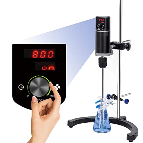 Hanchen Elektrischer Overhead-Rührer, Digitaler Overhead-Rührermischer, Labormischer-Rührer mit Zeiteinstellung Und Geschwindigkeitsstellung, Max. 40L, 10000 Mpas, 100~2000rpm, 120w von Hanchen