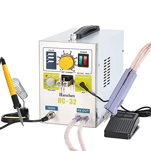 Hanchen Punktschweißgerät für Akku Schweißgerät Profi Batterien Punktschweißer Spot Welder Schweißen & Löten 2 in1 für 18650 16430 22650 32650 Batterie 220V von Hanchen