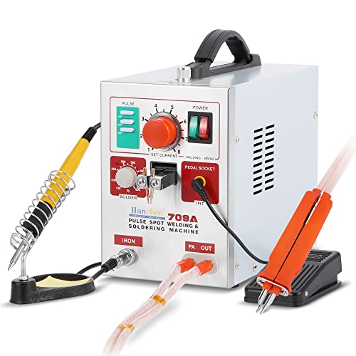Hanchen Punktschweißgerät 3.2kw Akku Schweißgerät LED Pulse Spot Welder mit Lötkolben 2 in 1 für 18650 16430 22650 32650 Batterie 220V von Hanchen