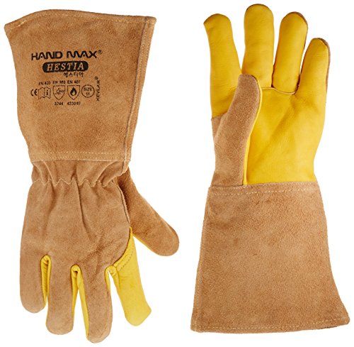 HAND MAX HESTIA Versatile multi purpose 36cm Cow GAUNTLET Leather Kevlar Heat resistant Gloves for handling Animals such as DOG CAT BIRD REPTILE,Welding,Outdoor Camping Brazier,Camping fire von HAND