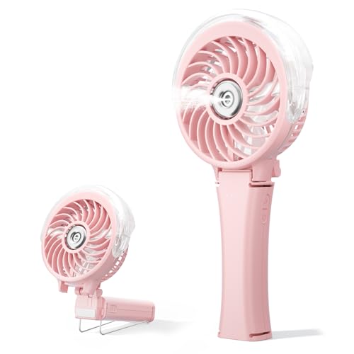 HandFan Handventilator 2025 Verbesserter Tragbarer Sprühventilator, 34ML Wassertank, tragbarer persönlicher Zerstäuber, wiederaufladbar, Faltbar Akku Sprüh-Wassernebel-Ventilator von HandFan