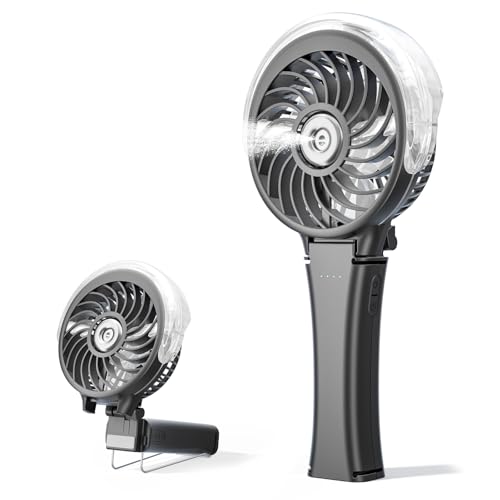 HandFan Handventilator 2025 Verbesserter Tragbarer Sprühventilator, 34ML Wassertank, tragbarer persönlicher Zerstäuber, wiederaufladbar, Faltbar Akku Sprüh-Wassernebel-Ventilator von HandFan