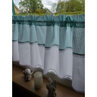 Landhausgardine Maritim, Streifengardine, Mint von HandGemachtShop