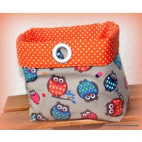 Utensilo, Stoffkörbchen Mit Aufhänger, Wendestoffkörbchen, Hängeutensilo, Eulen, Utensilo Babygeschenk Mädchen von ErzFaden