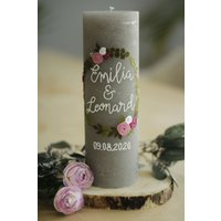 Hochzeitskerze Blumenkranz, Taufkerze Mädchen, Hochzeitskerze Rustikhochzeitskerze Personalisiert, Modern, Rustikal, Schlicht von HandartbeitMuc