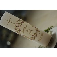 Hochzeitskerze Blumenkranz, Taufkerze Mädchen, Hochzeitskerze Rustikhochzeitskerze Personalisiert, Modern, Rustikal von HandartbeitMuc