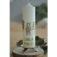 Taufkerze Bär, Geburtstagskerze von HandartbeitMuc