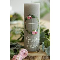 Taufkerze Blumenkranz, Mädchen, Hochzeitskerze, Rustik, Blumenkranz von HandartbeitMuc