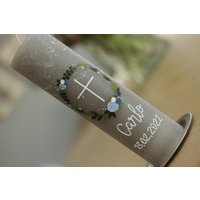 Taufkerze Blumenkranz, Mädchen, Hochzeitskerze, Rustik, Junge Taufkerze Blumenkranz, Mädchen, Hochzeitskerze, Rustik, Junge von HandartbeitMuc