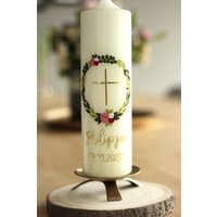 Taufkerze Blumenkranz, Mädchen, Hochzeitskerzehochzeitskerze Personalisiert, Hochzeitskerze Modern, Rustikal, Schlicht Taufkerze Blumenkranz, Mädchen, Hochzeitskerzehochzeitskerze Personalisiert, Hochzeitskerze Modern, Rustikal, Schlicht von HandartbeitMuc