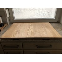 2-Teilige Herdabdeckung - Eiche Oder Buche Dicke 19mm, Ceranfeld Abdeckung, Schneidebrett, Servierbrett, Kochfeld-Abdeckung Gesamthöhe 4cm von HandcrafVonKarlheinz