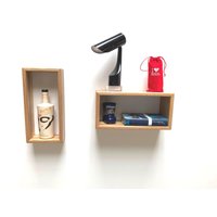 Wandregal, Hängender Nachttisch, Handgefertigt Aus Eiche Massiv Leimholzplatte von HandcrafVonKarlheinz