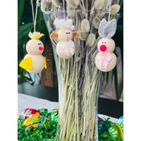 Set Von 4x Ostern Ornamente Aus Holz Zum Aufhängen von HandcraftArtOfficial