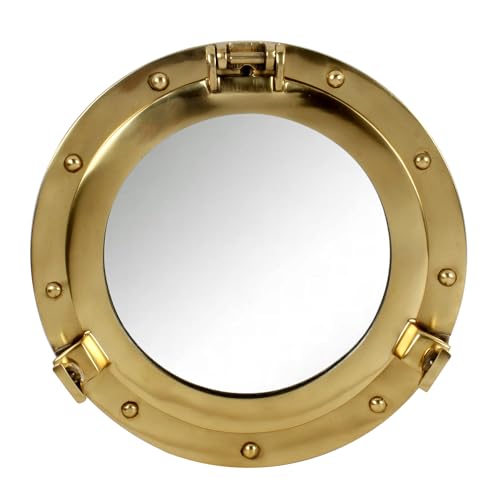 Handcrafted Trading Co. Bullaugenglas aus Aluminium mit goldfarbenem Messing-Finish, Größe: 30,5 cm Handcrafted Trading Co. Bullaugenglas aus Aluminium mit goldfarbenem Messing-Finish, Größe: 30,5 cm von Handcrafted Trading Co.